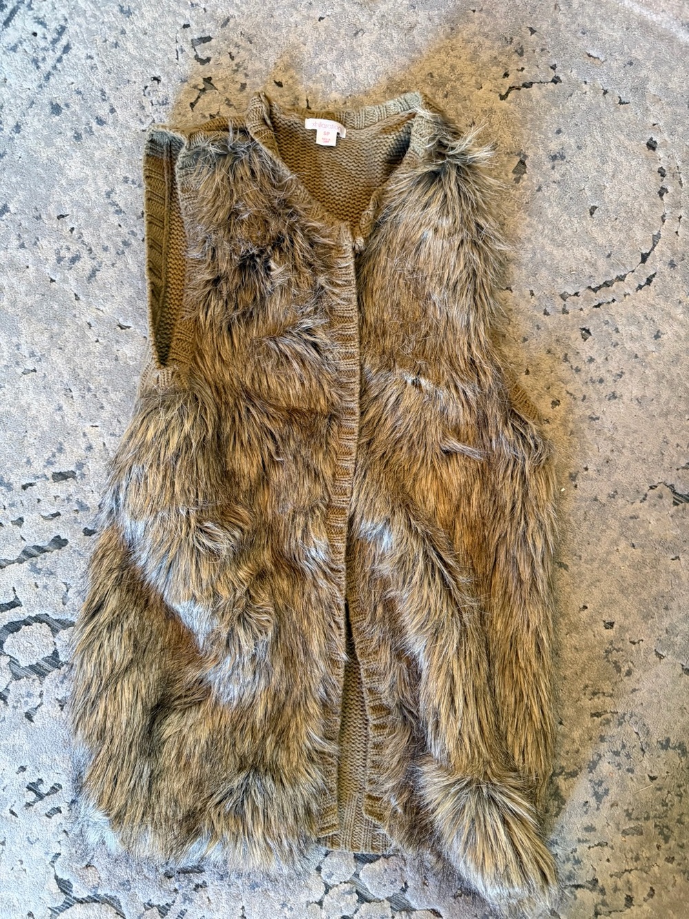 Xhilaration Taupe Faux Fur Knit Vest